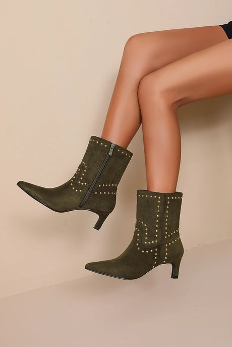 Pointed Toe Studded Western Ankle Boots-Shoes-Krush Kandy, Women's Online Fashion Boutique Located in Phoenix, Arizona (Scottsdale Area)