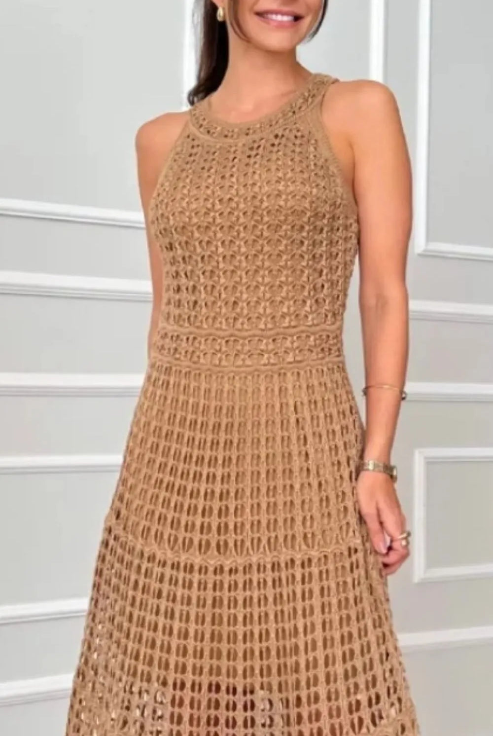 Hollowed-Out Sleeveless Maxi Dress-Dresses-Krush Kandy, Women's Online Fashion Boutique Located in Phoenix, Arizona (Scottsdale Area)