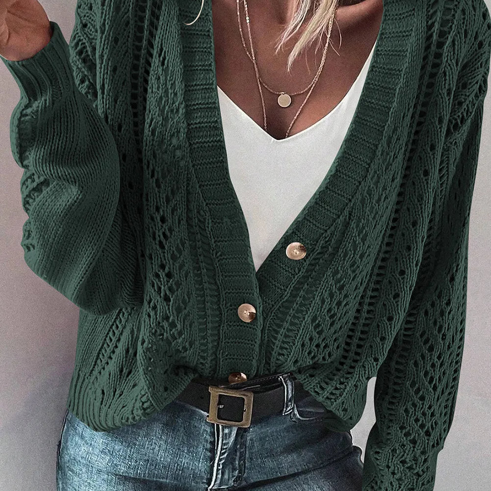 Openwork Button Up Long Sleeve Cardigan-Sweaters-Krush Kandy, Women's Online Fashion Boutique Located in Phoenix, Arizona (Scottsdale Area)