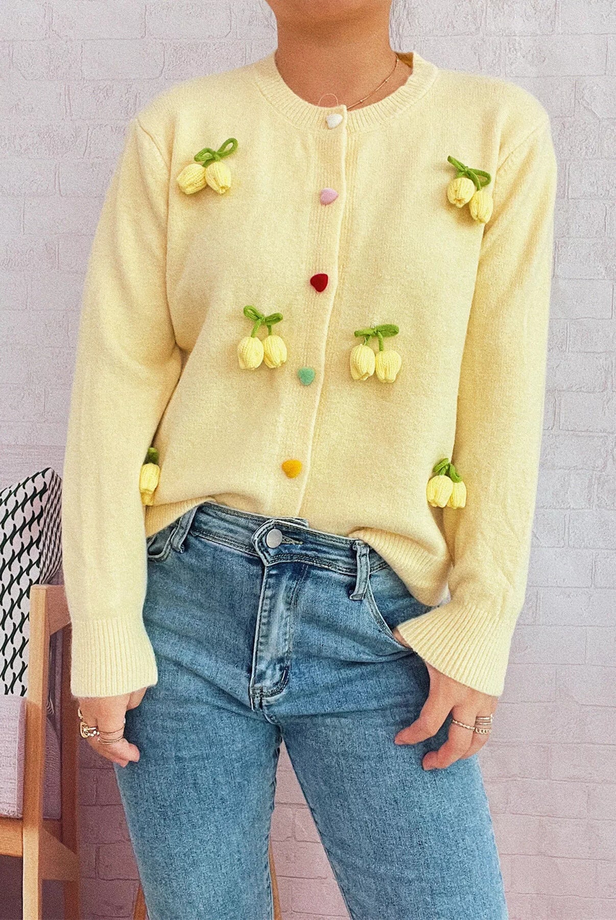 Flower Button Up Long Sleeve Cardigan-Cardigans-Krush Kandy, Women's Online Fashion Boutique Located in Phoenix, Arizona (Scottsdale Area)