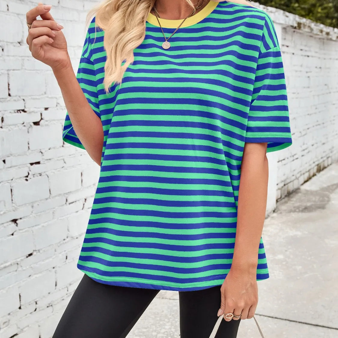 Neon Pop Stripe Oversized Tee-Tops-Krush Kandy, Women's Online Fashion Boutique Located in Phoenix, Arizona (Scottsdale Area)