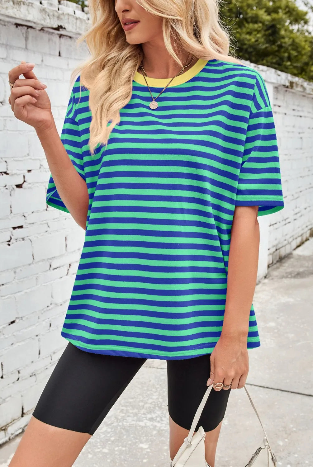 Neon Pop Stripe Oversized Tee-Tops-Krush Kandy, Women's Online Fashion Boutique Located in Phoenix, Arizona (Scottsdale Area)