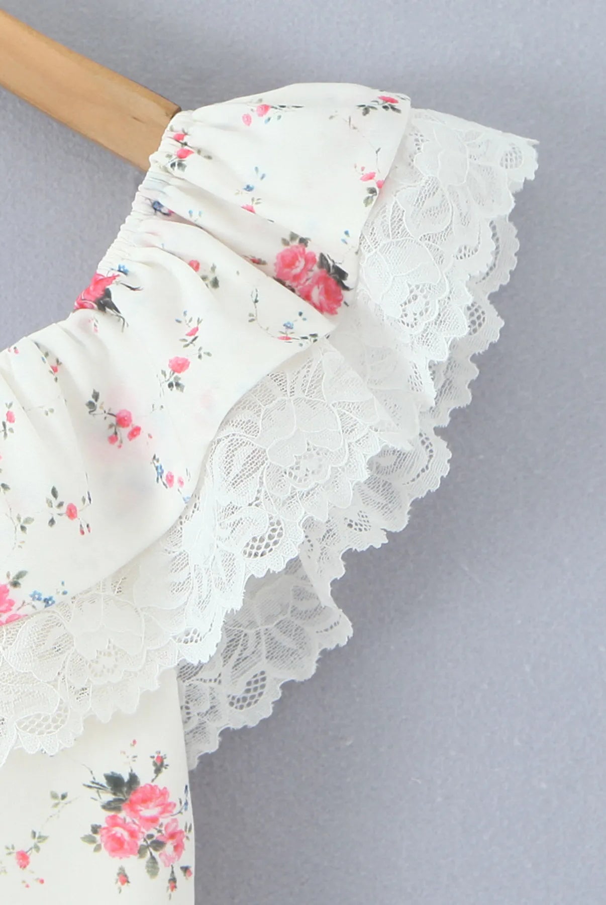 Off-Shoulder Floral Lace Trim Mini Dress-Dresses-Krush Kandy, Women's Online Fashion Boutique Located in Phoenix, Arizona (Scottsdale Area)