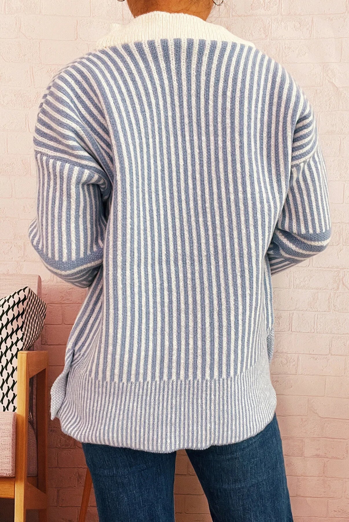Striped Button-Front Cardigan with Contrast Trim-Cardigan-Krush Kandy, Women's Online Fashion Boutique Located in Phoenix, Arizona (Scottsdale Area)