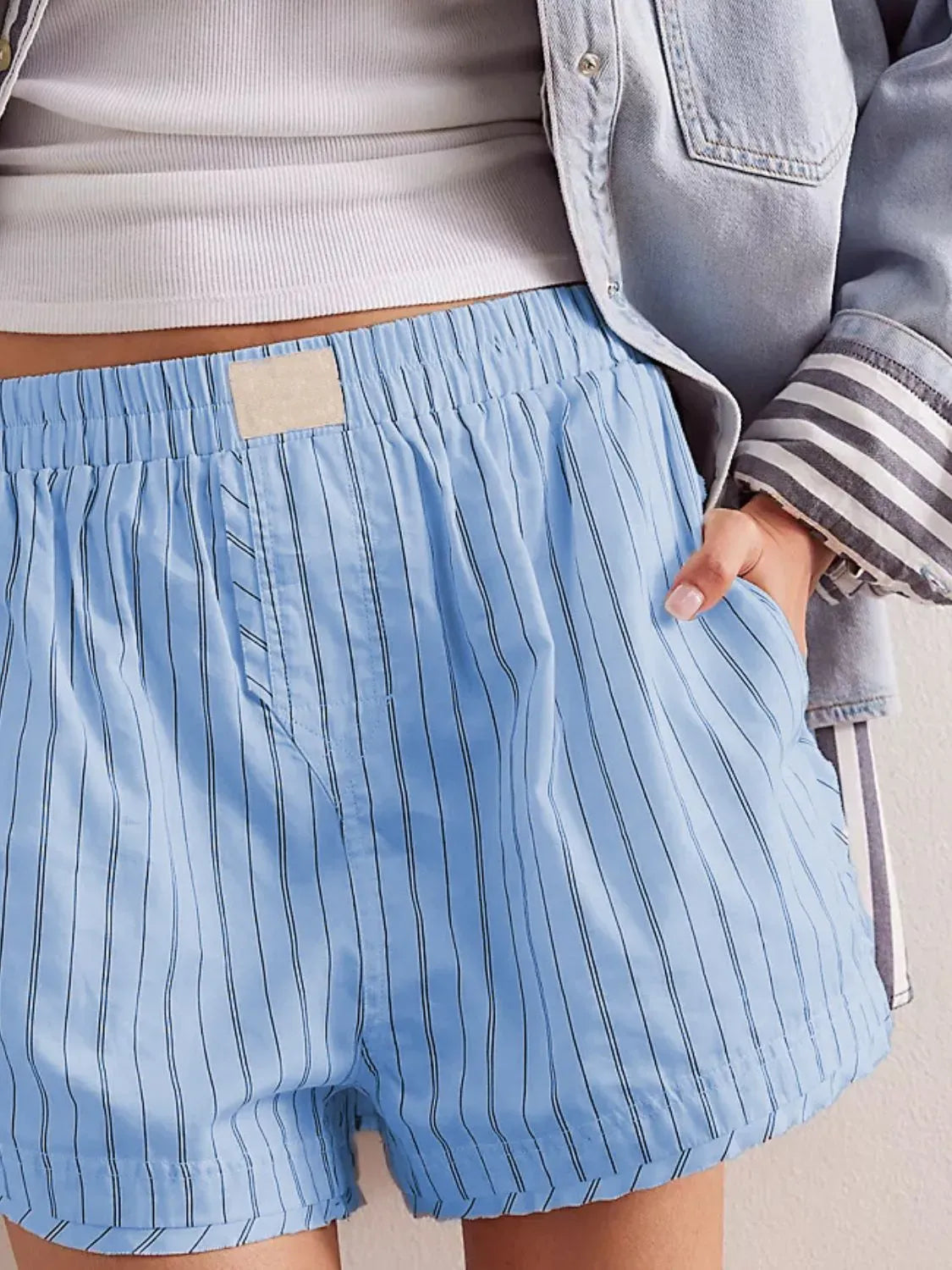 Striped Elastic Waist Shorts-Krush Kandy, Women's Online Fashion Boutique Located in Phoenix, Arizona (Scottsdale Area)