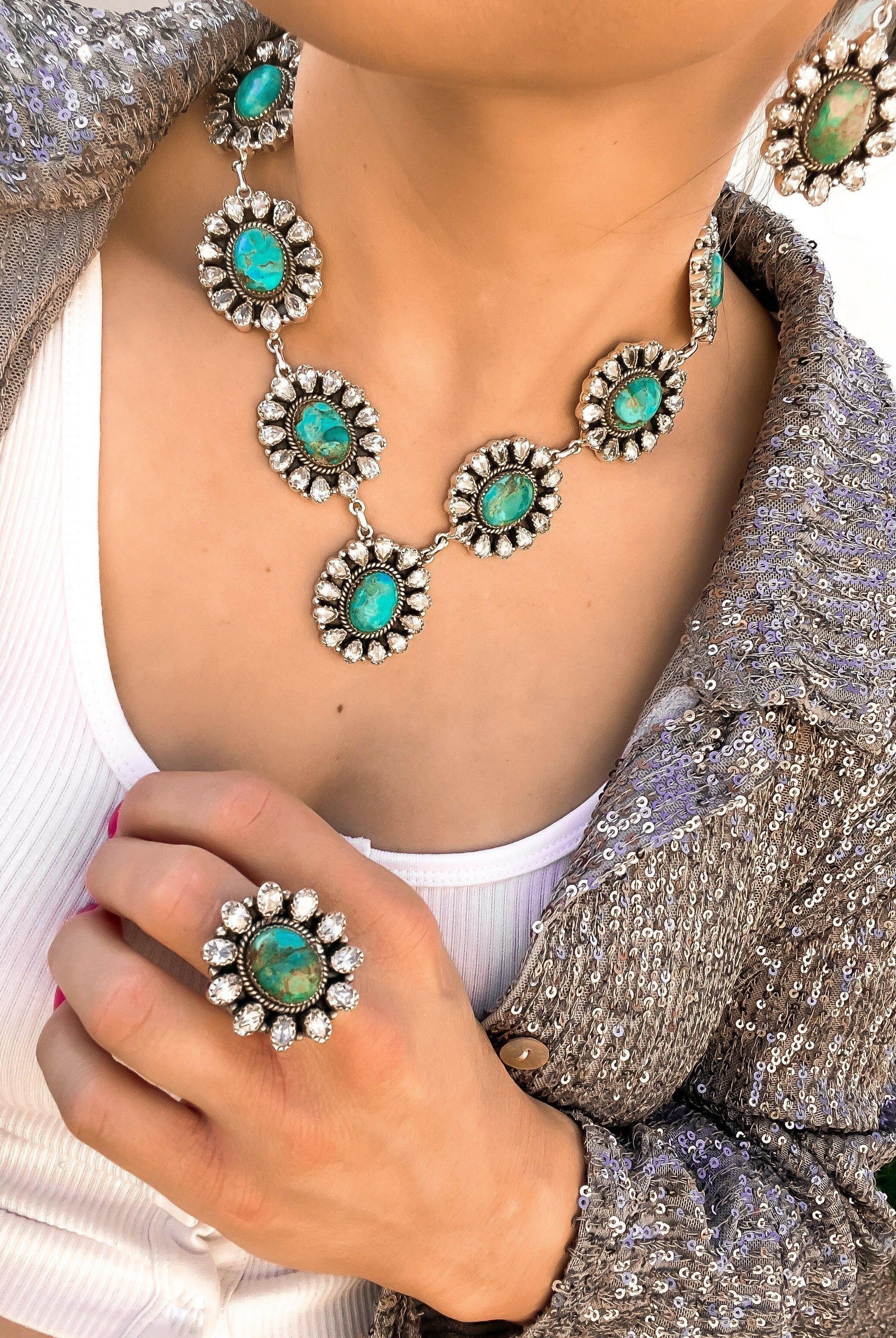 Here We Go Country Concert Bib Sterling Silver Stone Ring-Krush Kandy, Women's Online Fashion Boutique Located in Phoenix, Arizona (Scottsdale Area)