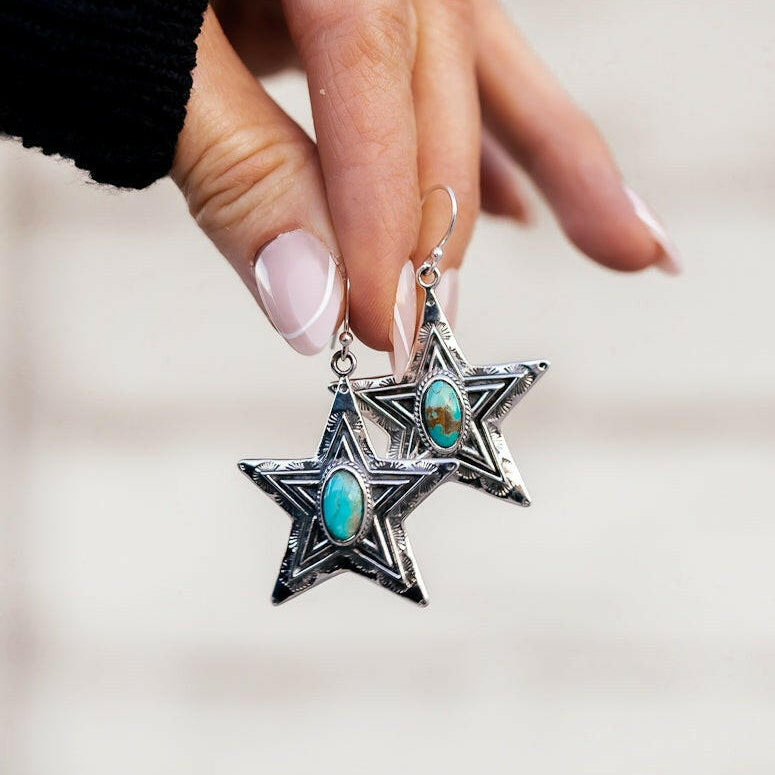 Howdy Cowboy Star Single Stone Earrings-Drop Earrings-Krush Kandy, Women's Online Fashion Boutique Located in Phoenix, Arizona (Scottsdale Area)