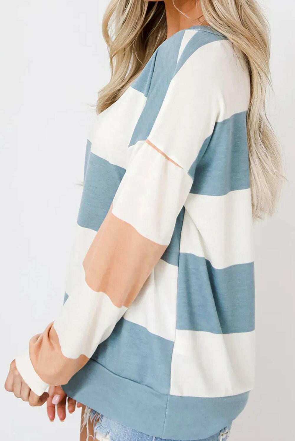 Contrast Color Block Round Neck Long Sleeve Top-Krush Kandy, Women's Online Fashion Boutique Located in Phoenix, Arizona (Scottsdale Area)