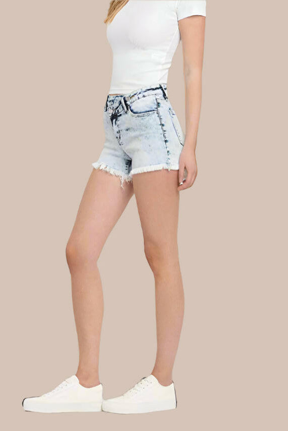 Crossover Chic Mid Rise Shorts-Denim-Krush Kandy, Women's Online Fashion Boutique Located in Phoenix, Arizona (Scottsdale Area)