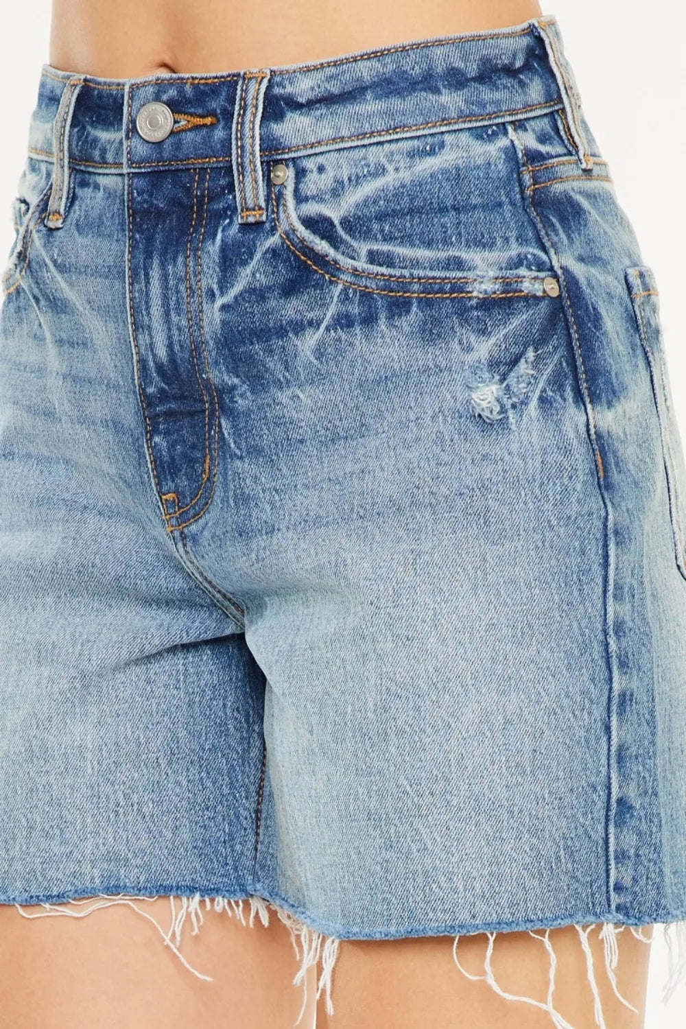 Kancan Full Size Raw Hem High Waist Denim Shorts-shorts-Krush Kandy, Women's Online Fashion Boutique Located in Phoenix, Arizona (Scottsdale Area)