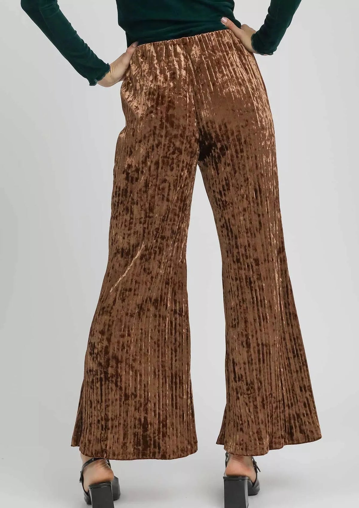 Umgee Velvet Pleated Wide Leg Pants-Pants-Krush Kandy, Women's Online Fashion Boutique Located in Phoenix, Arizona (Scottsdale Area)