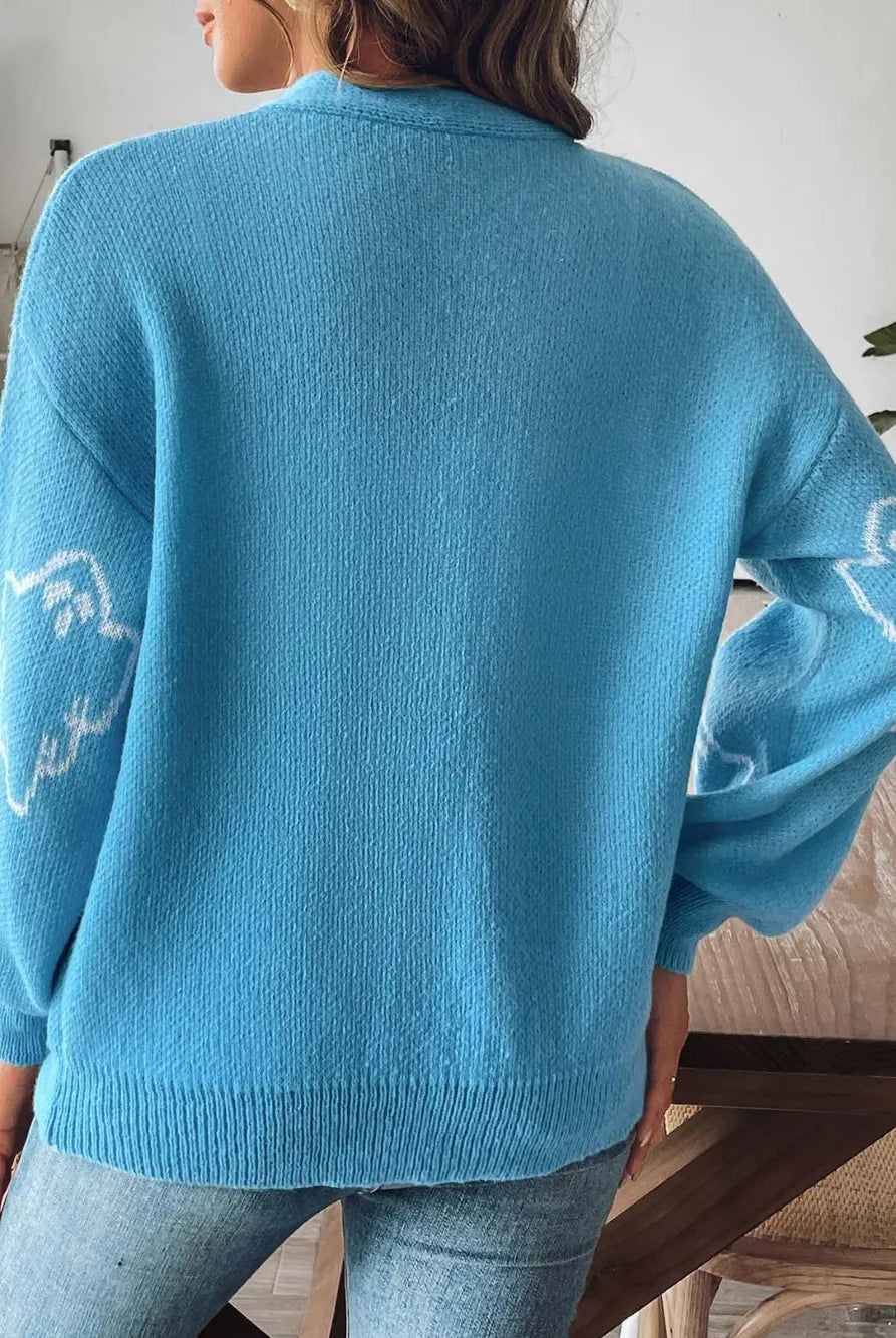 Ghost V-Neck Dropped Shoulder Cardigan-Cardigans-Krush Kandy, Women's Online Fashion Boutique Located in Phoenix, Arizona (Scottsdale Area)