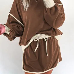Chic Duo Contrast Pullover Skort Set | 4 Color Options-2 Piece Outfit Sets-Krush Kandy, Women's Online Fashion Boutique Located in Phoenix, Arizona (Scottsdale Area)