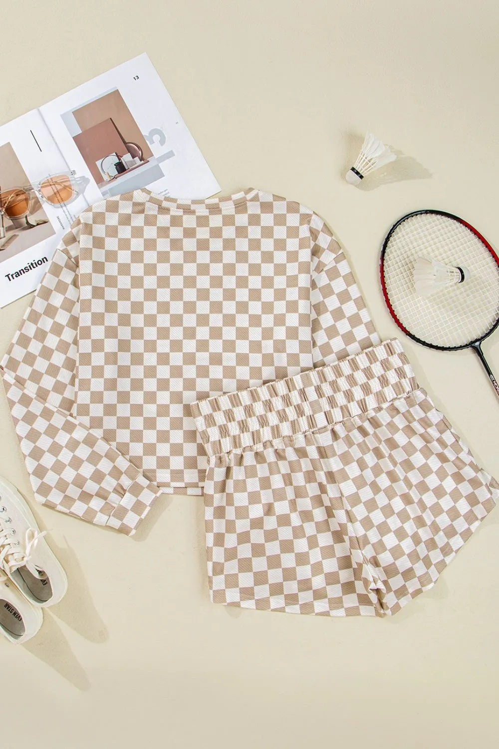 Checkered Long Sleeve Top and Skirt Two-Piece Set-2 Piece Outfit Sets-Krush Kandy, Women's Online Fashion Boutique Located in Phoenix, Arizona (Scottsdale Area)