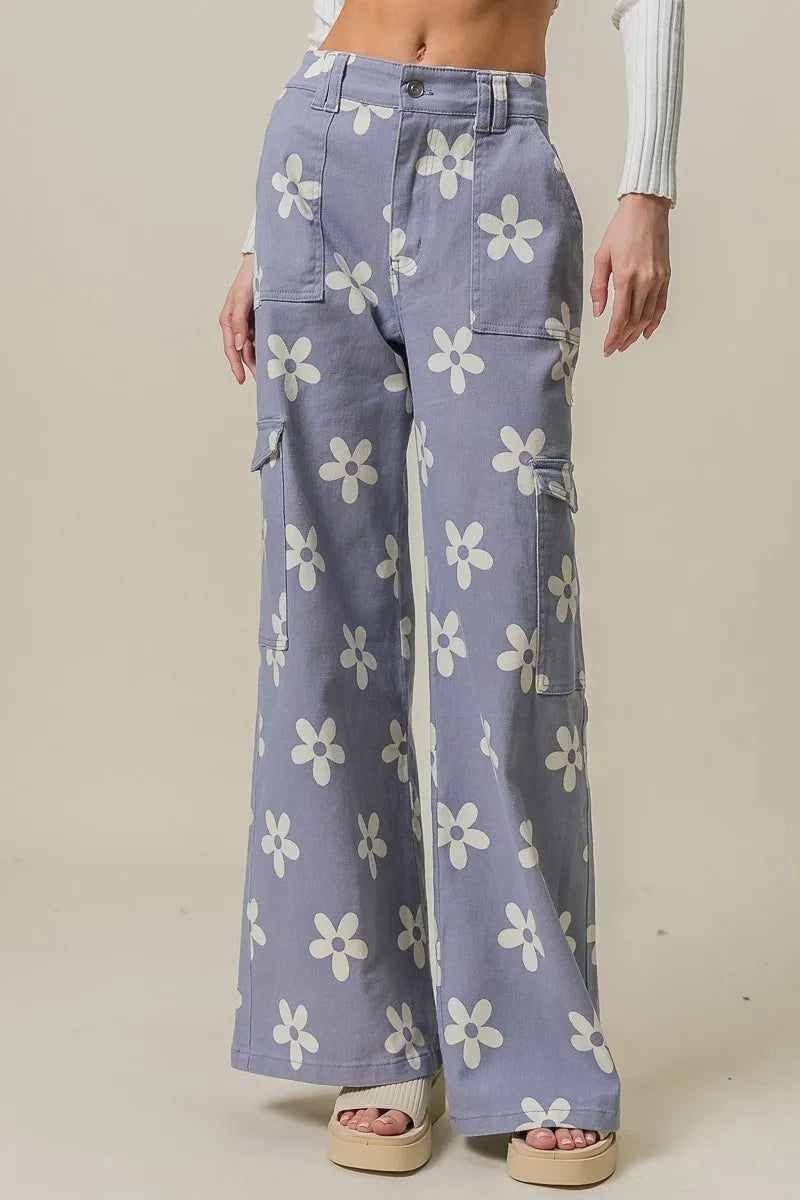 BiBi Flower Printed Side Pocket Wide Pants-pants-Krush Kandy, Women's Online Fashion Boutique Located in Phoenix, Arizona (Scottsdale Area)
