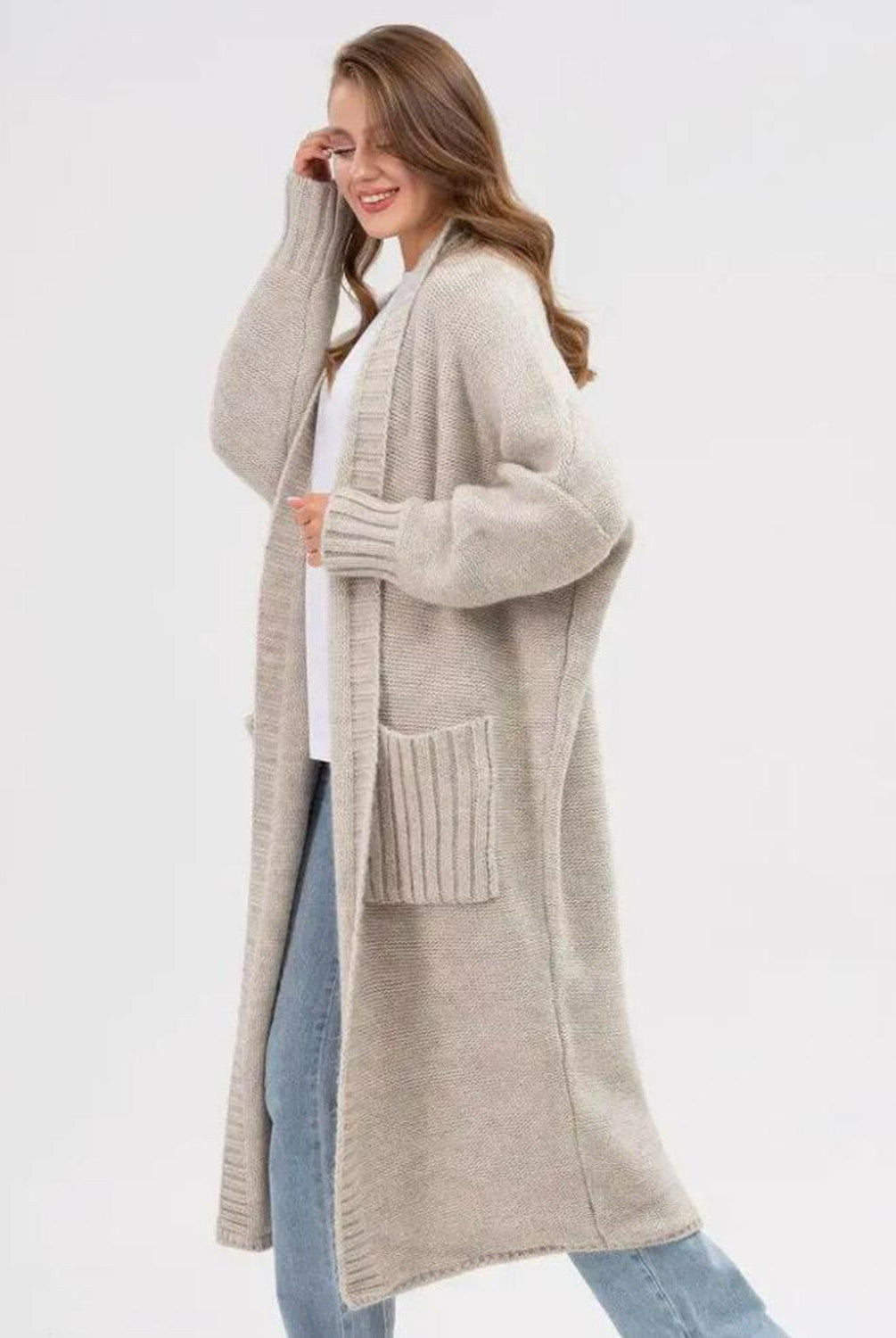 Pocketed Open Front Long Sleeve Longline Cardigan-Krush Kandy, Women's Online Fashion Boutique Located in Phoenix, Arizona (Scottsdale Area)