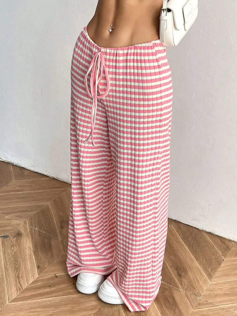 Tied Striped Wide Leg Pants-PANTS-Krush Kandy, Women's Online Fashion Boutique Located in Phoenix, Arizona (Scottsdale Area)