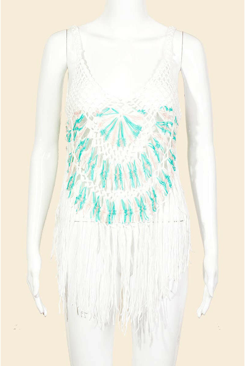 Floral Net Fringe Cover Up-Tops-Krush Kandy, Women's Online Fashion Boutique Located in Phoenix, Arizona (Scottsdale Area)