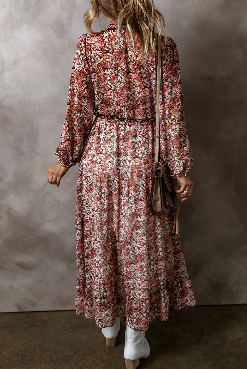 Boho Floral Ruffle Lace Midi Dress-Dresses-Krush Kandy, Women's Online Fashion Boutique Located in Phoenix, Arizona (Scottsdale Area)