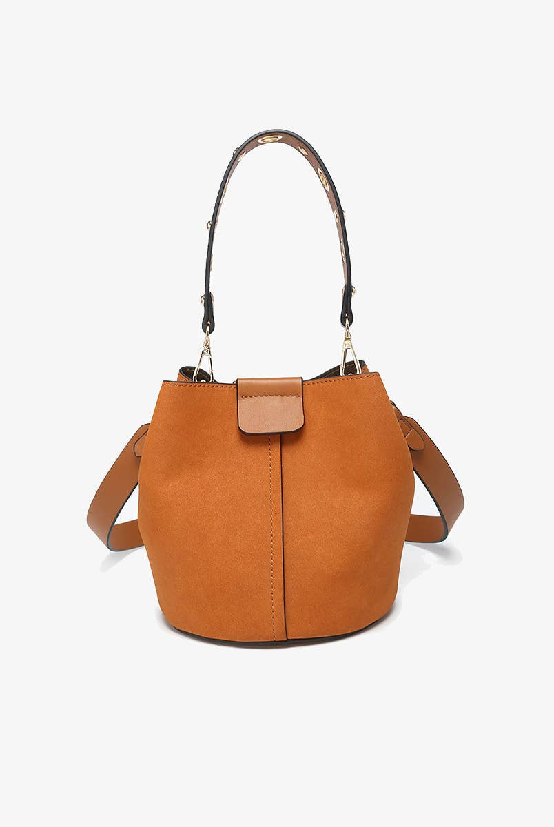Farrah Suede Bucket Bag w/ Top Handle & Inner Bag-handbag-Krush Kandy, Women's Online Fashion Boutique Located in Phoenix, Arizona (Scottsdale Area)