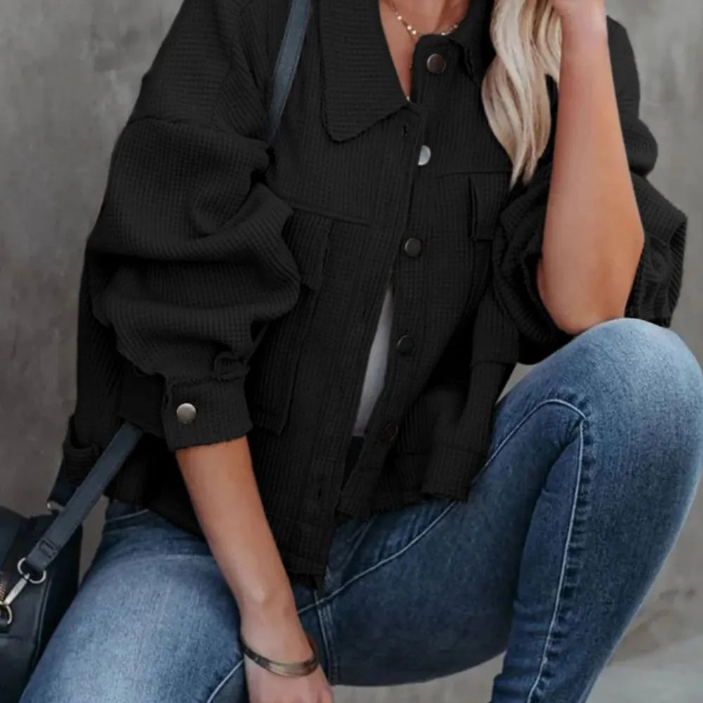 Button Up Long Sleeve Jacket-Jackets-Krush Kandy, Women's Online Fashion Boutique Located in Phoenix, Arizona (Scottsdale Area)