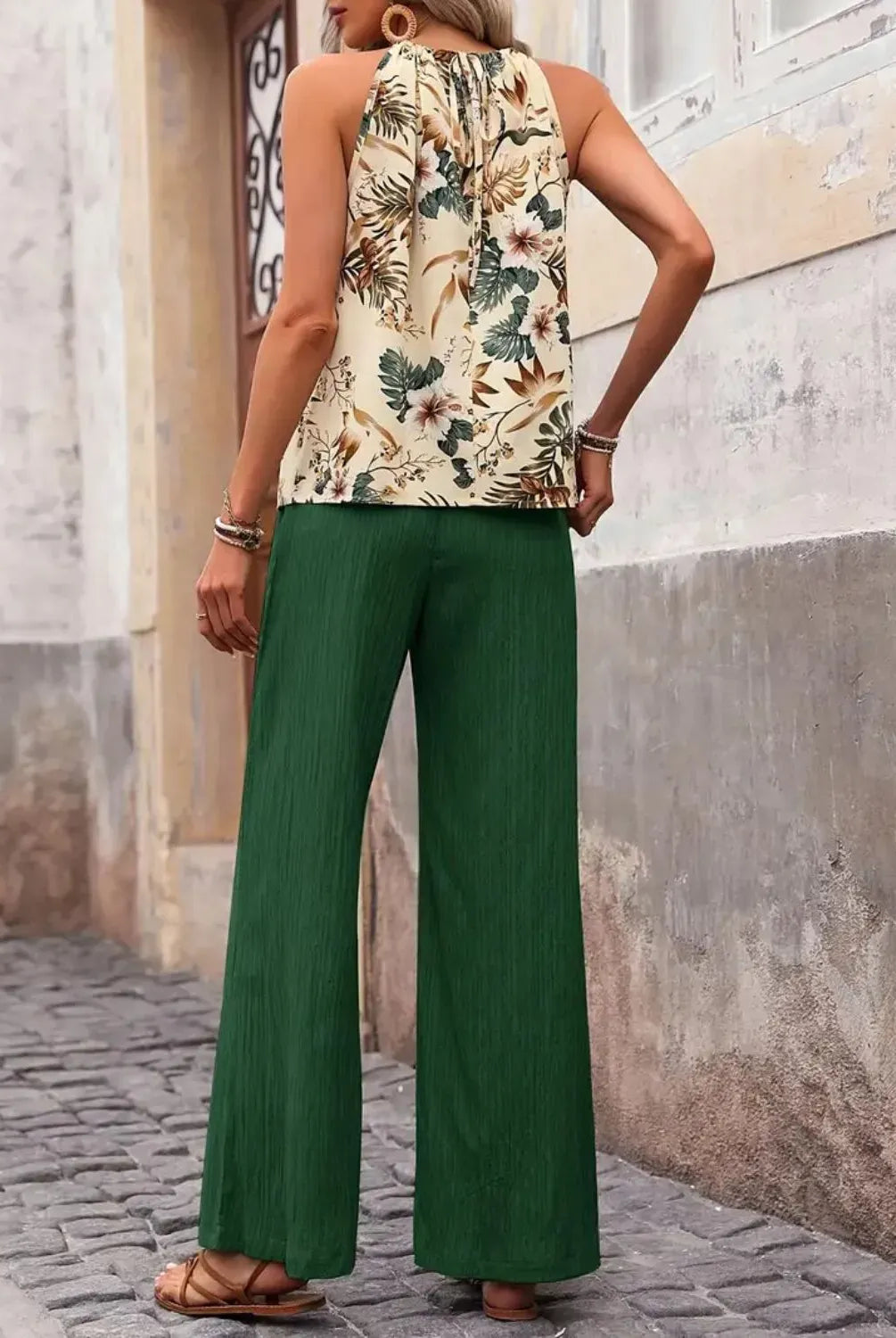 Printed Tank Top and Wide Leg Pants Set-Tops-Krush Kandy, Women's Online Fashion Boutique Located in Phoenix, Arizona (Scottsdale Area)