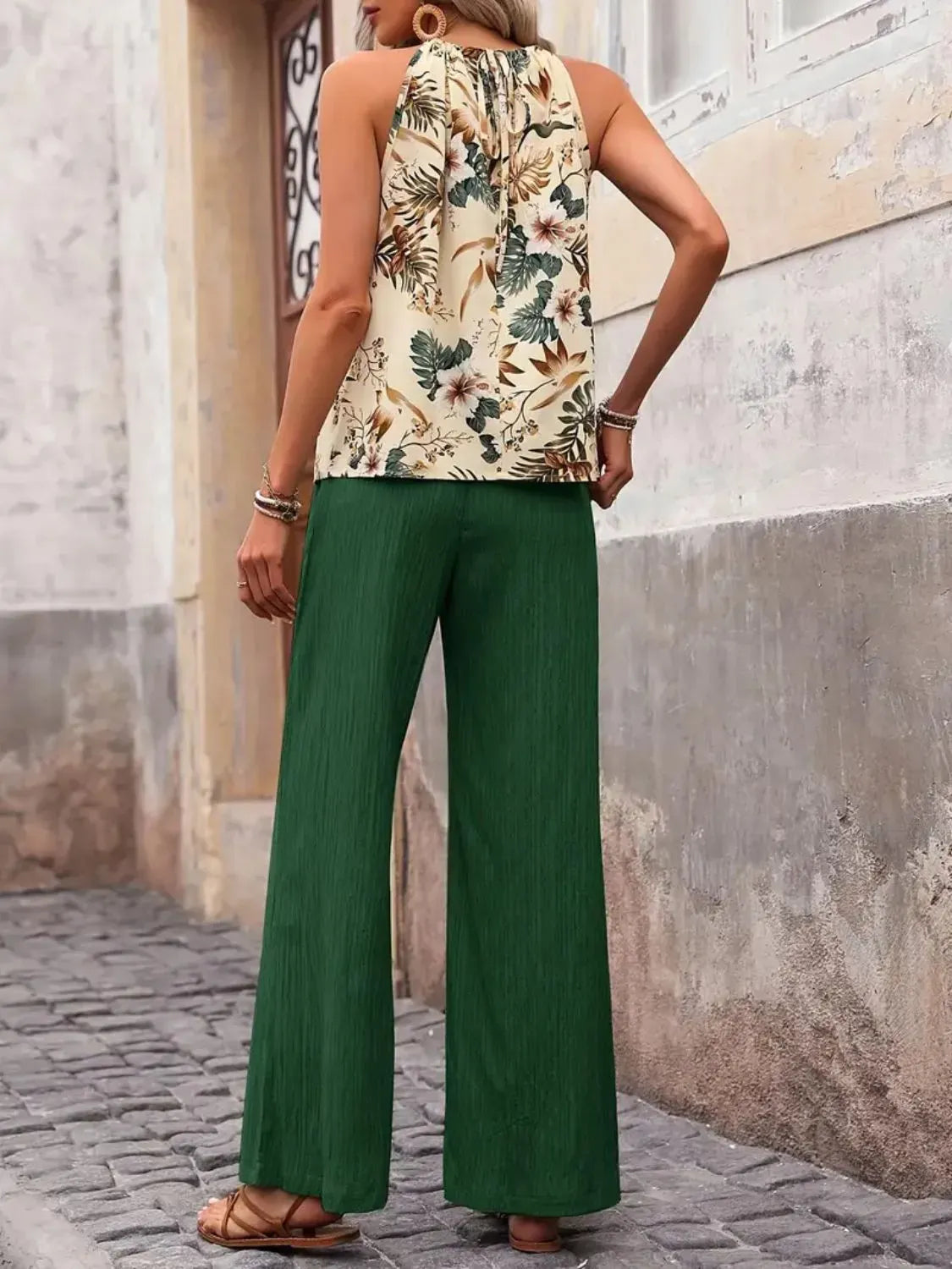 Printed Tank Top and Wide Leg Pants Set-Tops-Krush Kandy, Women's Online Fashion Boutique Located in Phoenix, Arizona (Scottsdale Area)