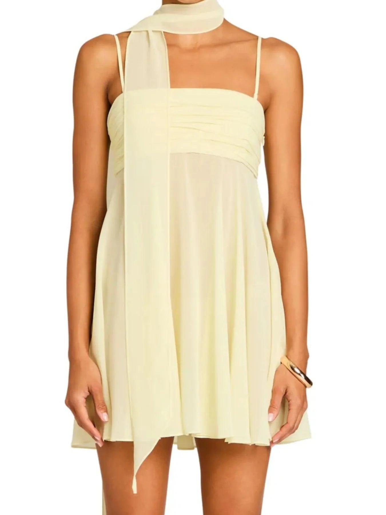 Ruched Square Neck Cami Dress with Scarf-Dresses-Krush Kandy, Women's Online Fashion Boutique Located in Phoenix, Arizona (Scottsdale Area)