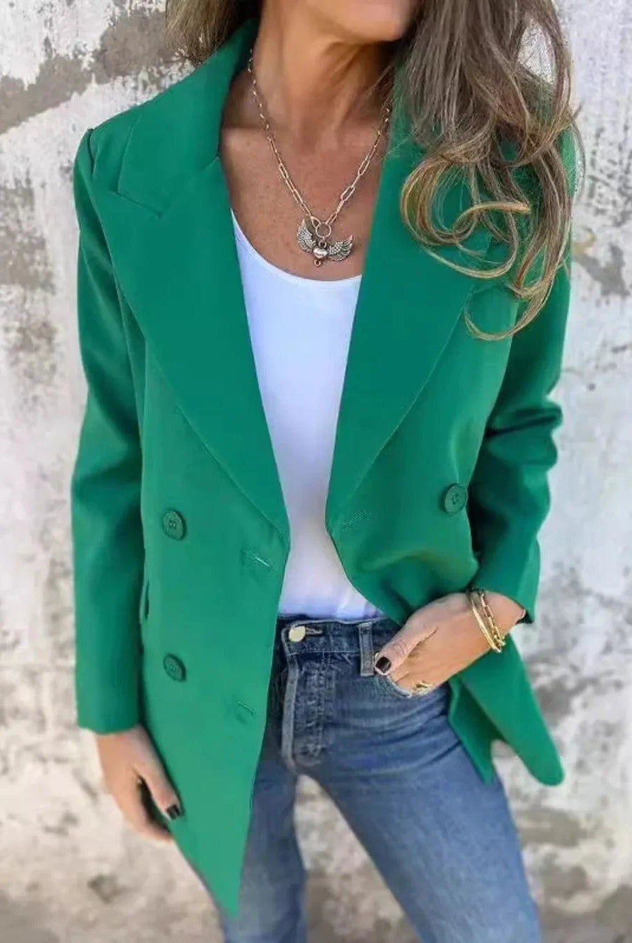 Full Size Collared Neck Long Sleeve Blazer-Blazers-Krush Kandy, Women's Online Fashion Boutique Located in Phoenix, Arizona (Scottsdale Area)