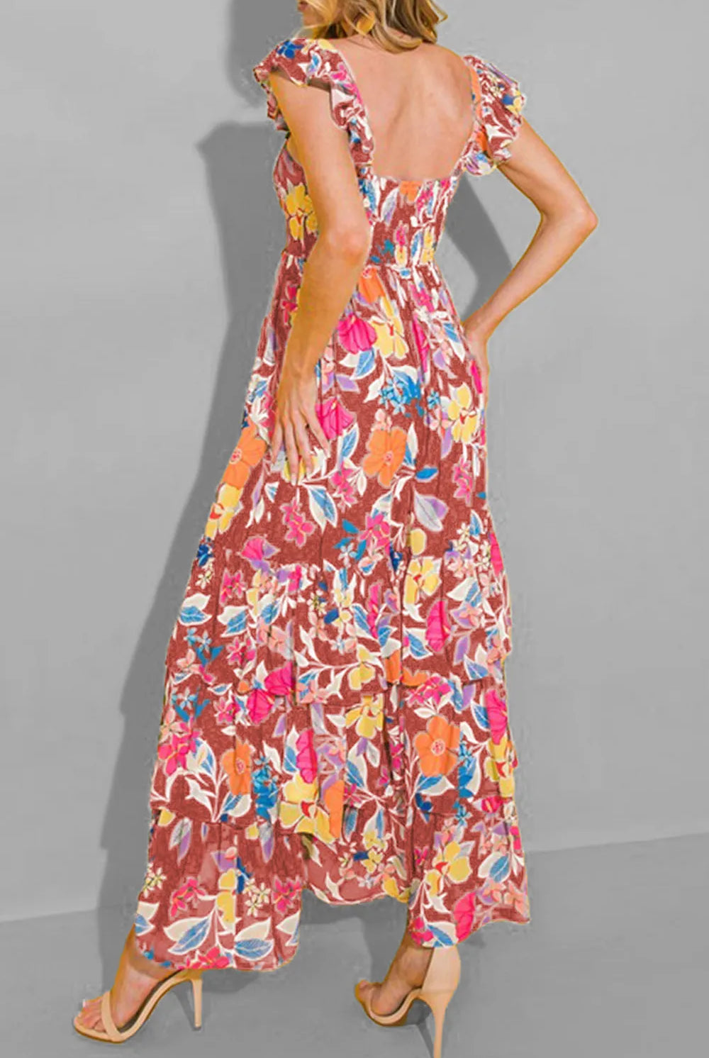 Tiered Ruffled Printed Sleeveless Dress-Dresses-Krush Kandy, Women's Online Fashion Boutique Located in Phoenix, Arizona (Scottsdale Area)