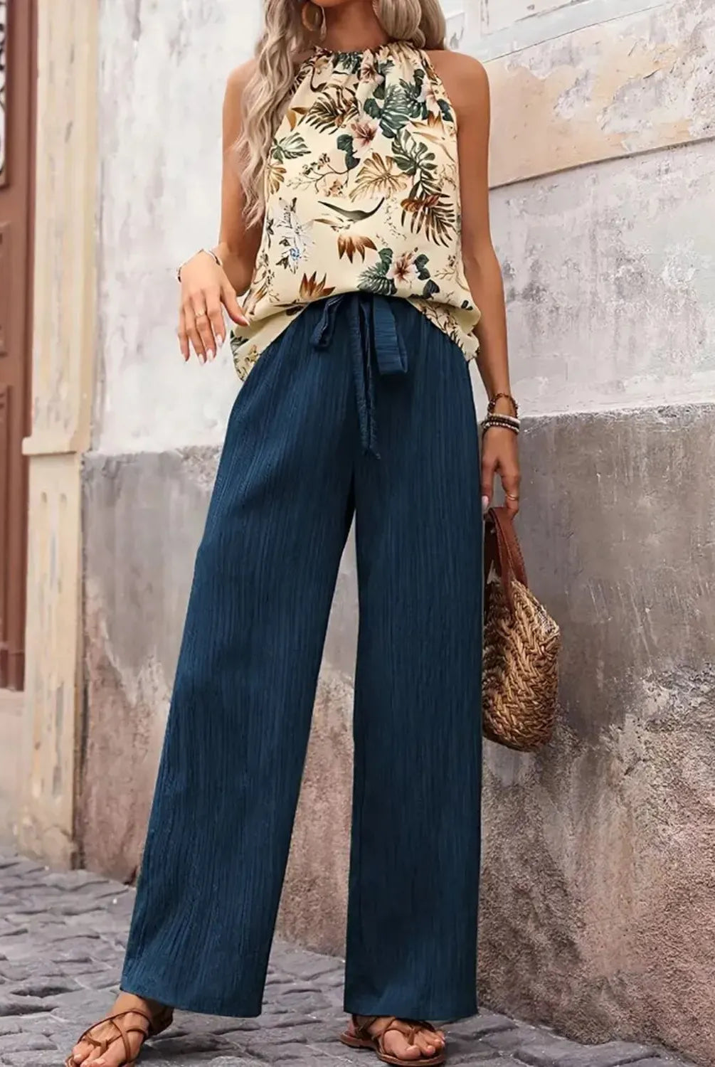 Printed Tank Top and Wide Leg Pants Set-Tops-Krush Kandy, Women's Online Fashion Boutique Located in Phoenix, Arizona (Scottsdale Area)