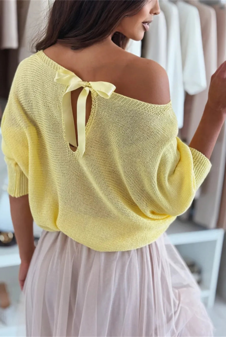 Bow Back Boat Neck Batwing Sleeve Sweater-Krush Kandy, Women's Online Fashion Boutique Located in Phoenix, Arizona (Scottsdale Area)