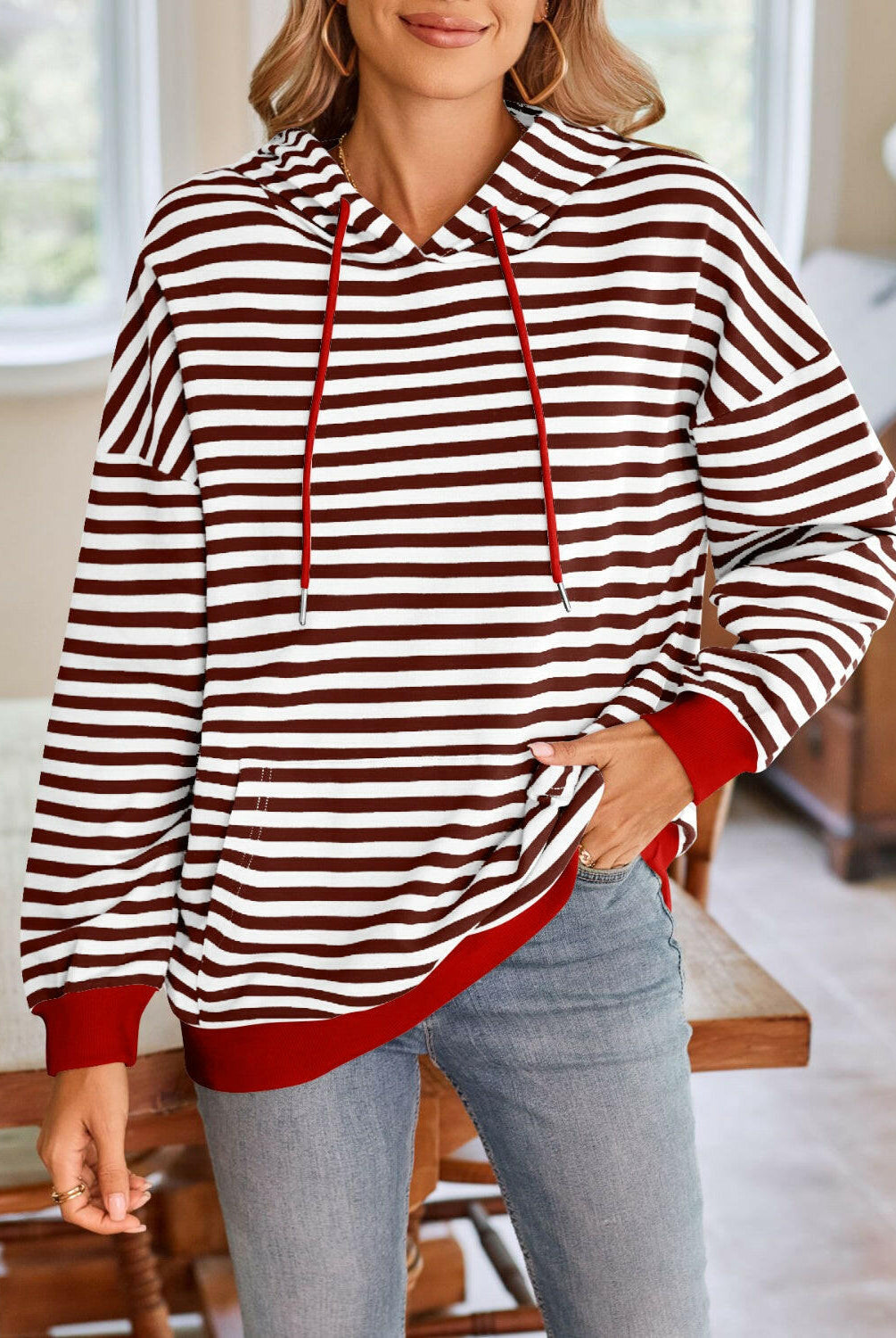 Lovelet Drawstring Striped Long Sleeve Hoodie-Krush Kandy, Women's Online Fashion Boutique Located in Phoenix, Arizona (Scottsdale Area)