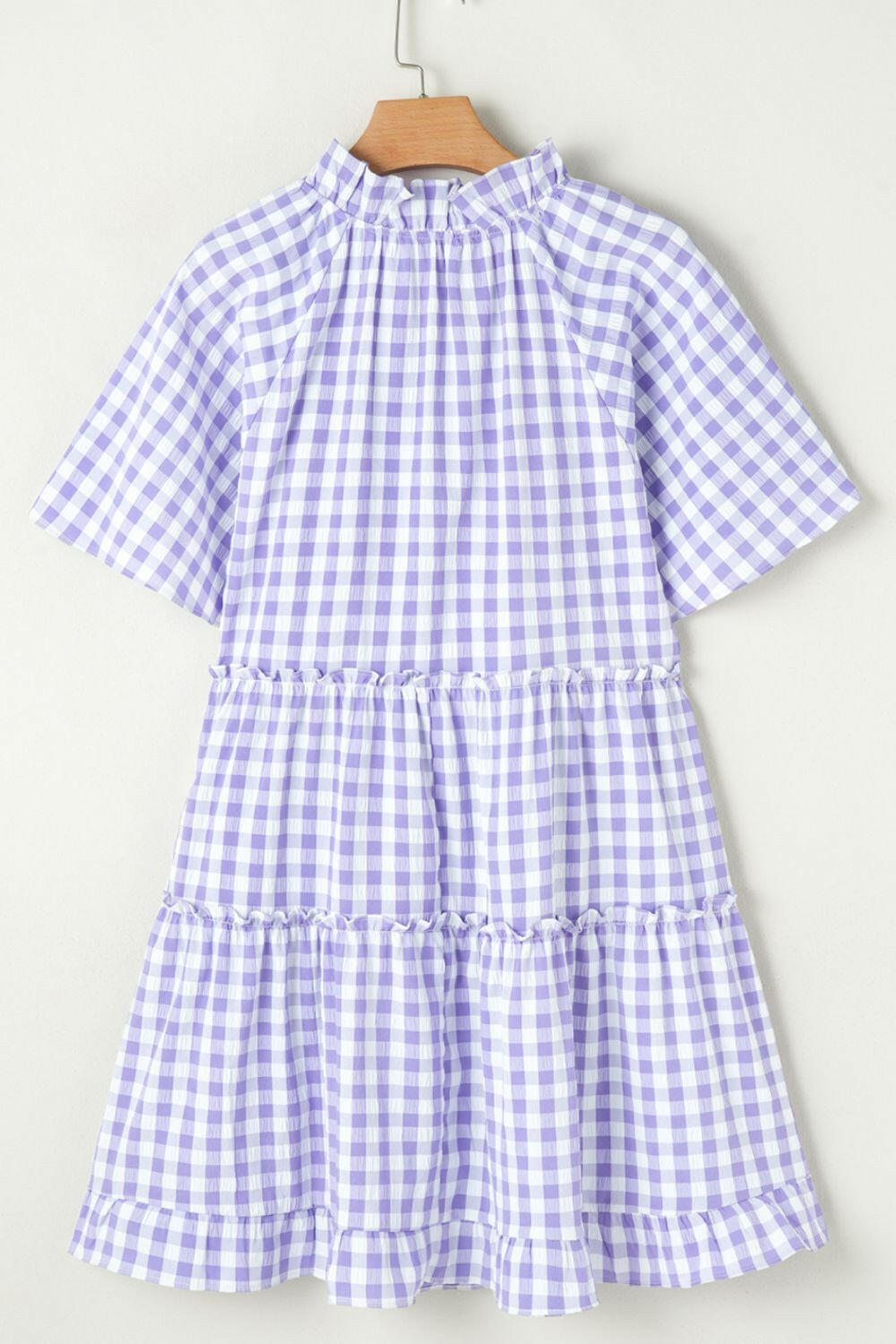 Gingham Ruffle Tiered Mini Dress-Dresses-Krush Kandy, Women's Online Fashion Boutique Located in Phoenix, Arizona (Scottsdale Area)