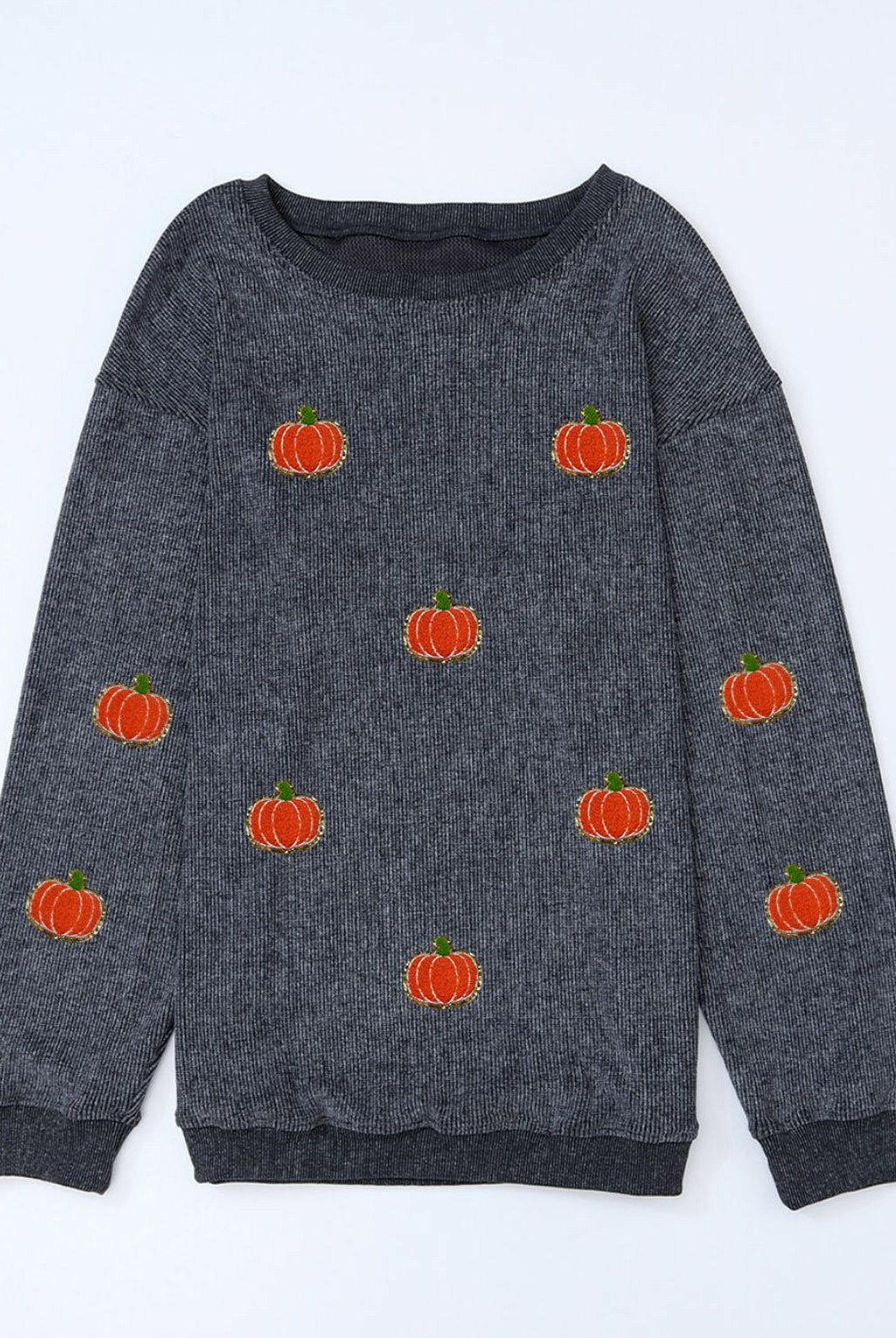 Pumpkin Round Neck Long Sleeve Sweatshirt-Krush Kandy, Women's Online Fashion Boutique Located in Phoenix, Arizona (Scottsdale Area)