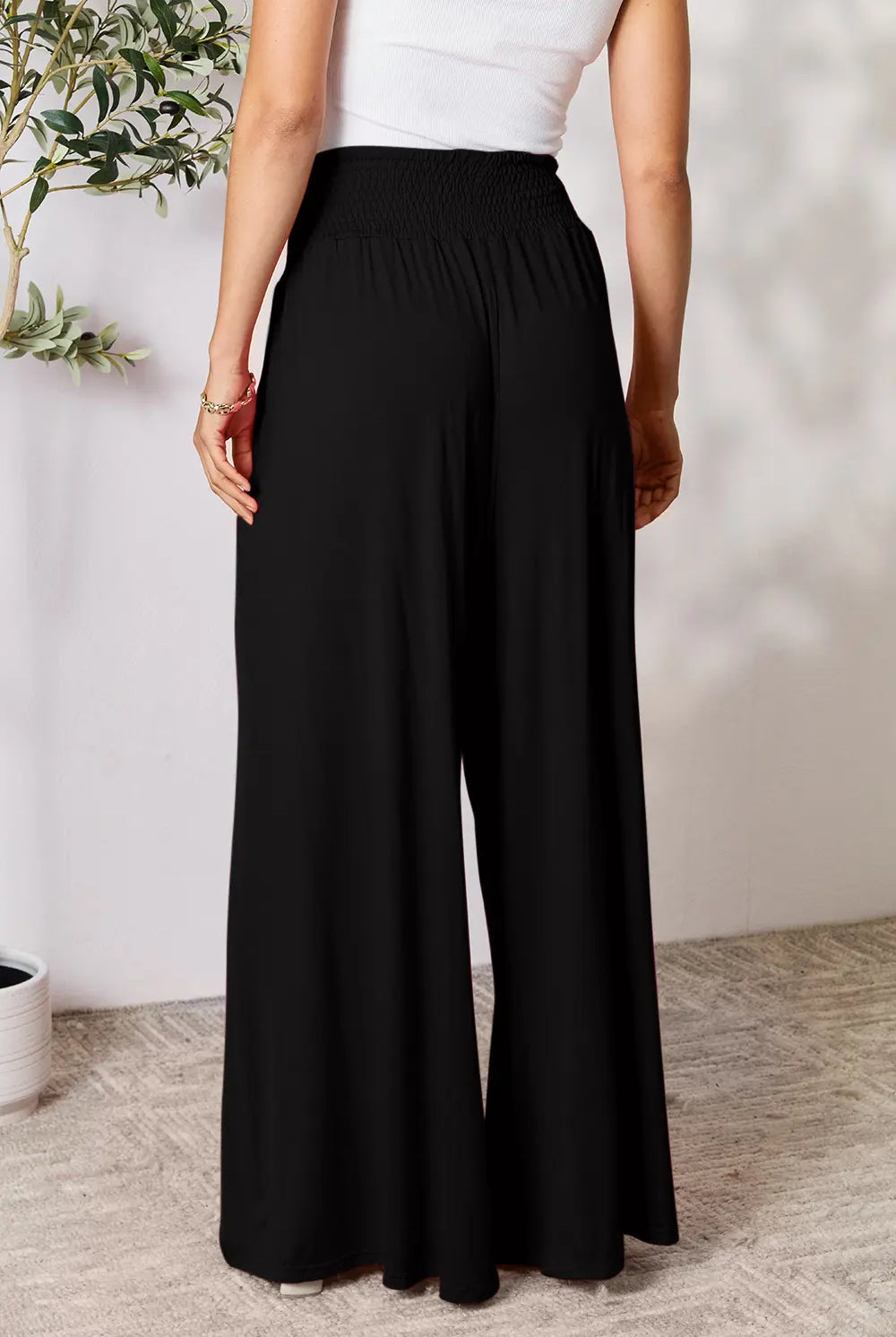Full Size Smocked Wide Waistband Wide Leg Pants-Pants-Krush Kandy, Women's Online Fashion Boutique Located in Phoenix, Arizona (Scottsdale Area)