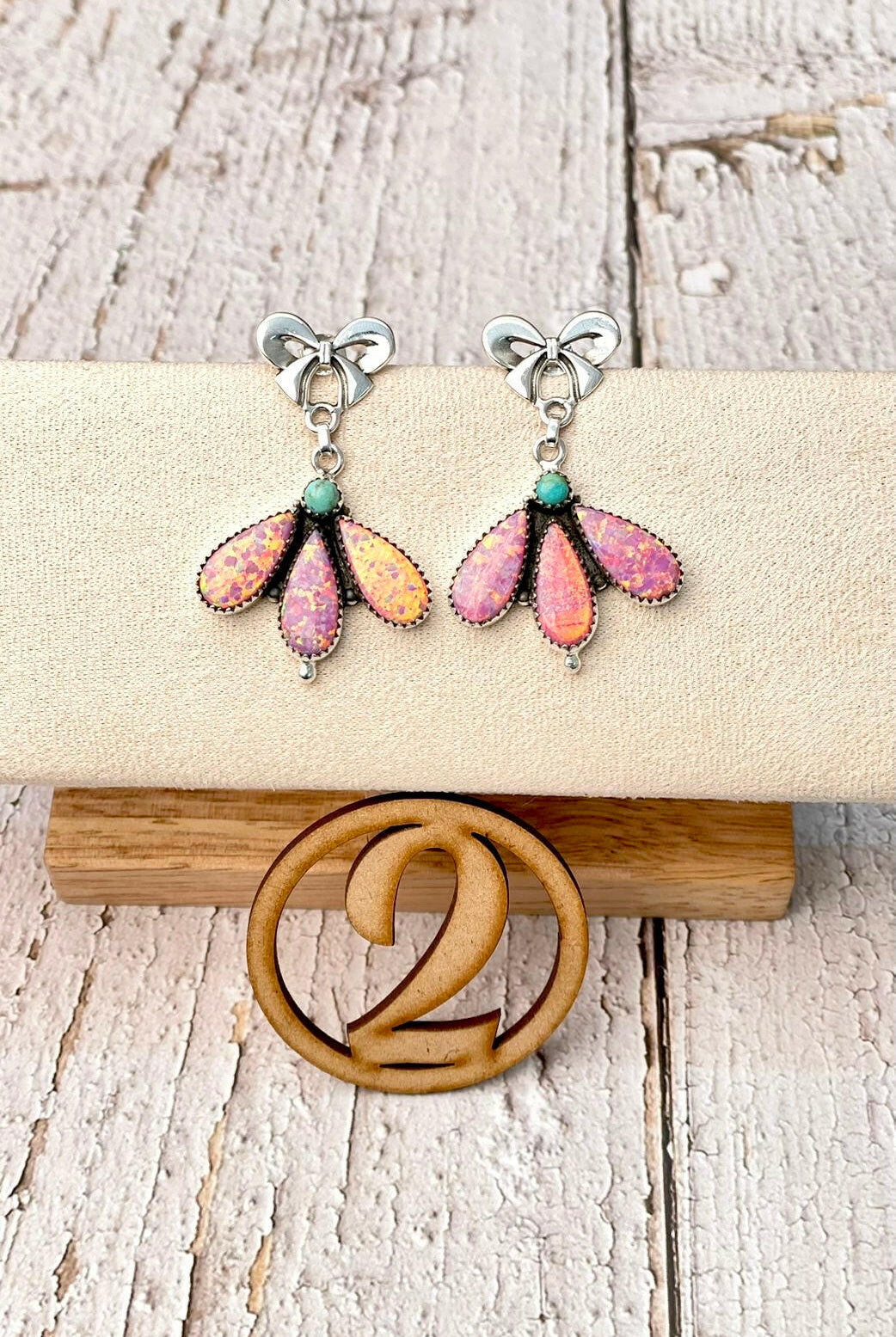 Dreamy Opal Bow Cluster Earrings-Earrings-Krush Kandy, Women's Online Fashion Boutique Located in Phoenix, Arizona (Scottsdale Area)