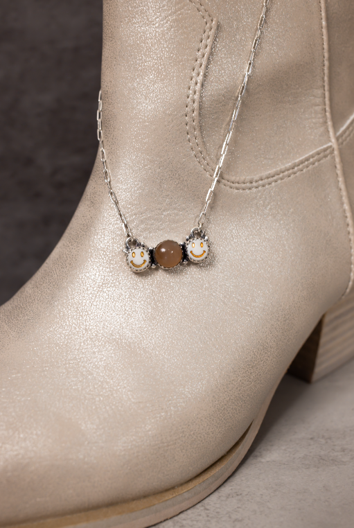 Neutral Smiley Bliss Necklace-Chain Necklaces-Krush Kandy, Women's Online Fashion Boutique Located in Phoenix, Arizona (Scottsdale Area)
