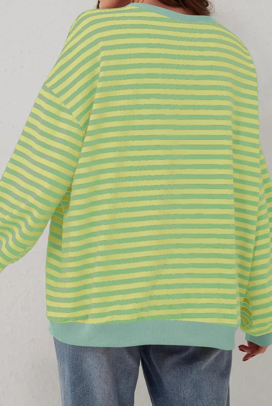 Lovelet Contrast Striped Long Sleeve Sweatshirt-Sweaters-Krush Kandy, Women's Online Fashion Boutique Located in Phoenix, Arizona (Scottsdale Area)