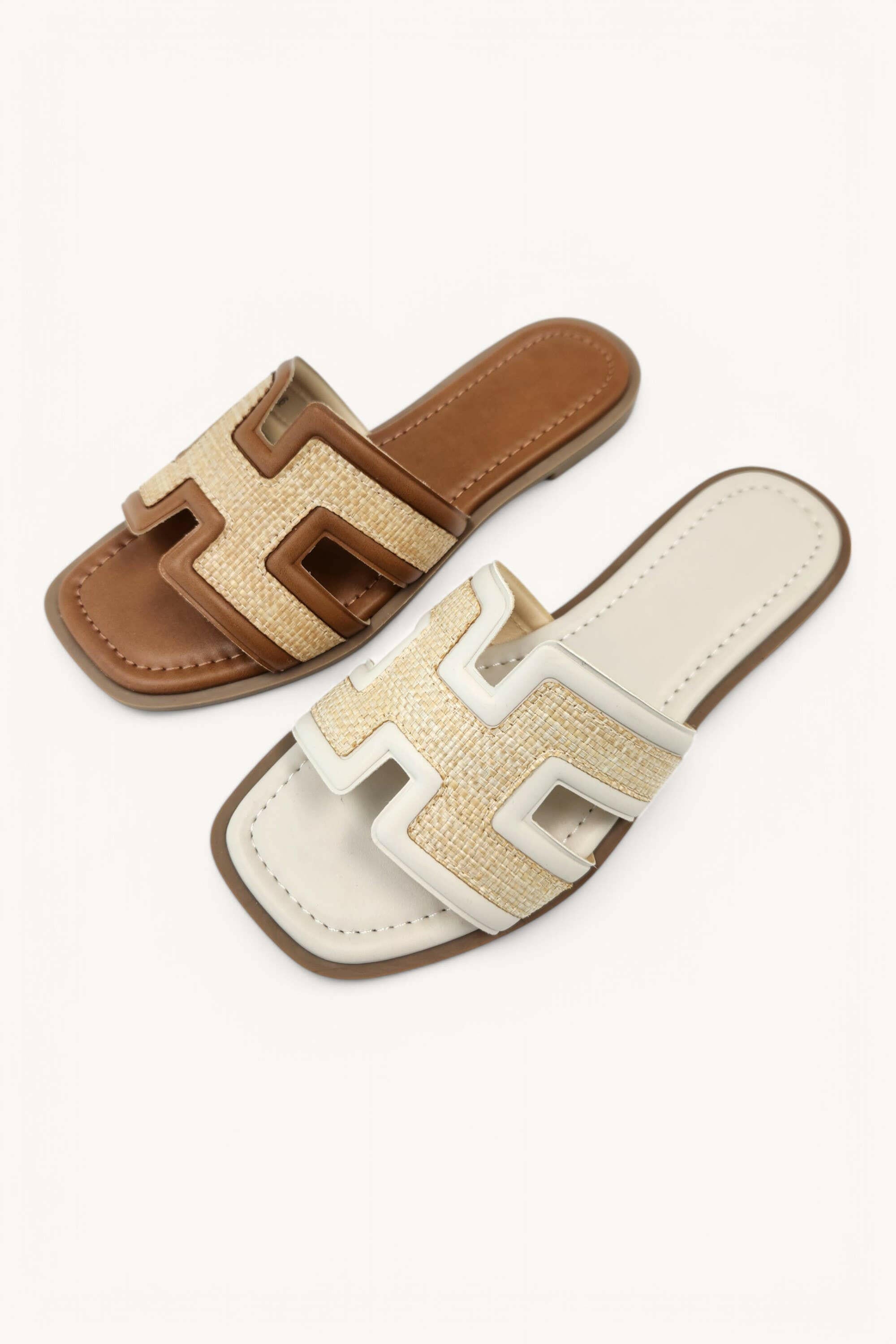 Raffia Layered Cut Out Design Sandals-Sandals-Krush Kandy, Women's Online Fashion Boutique Located in Phoenix, Arizona (Scottsdale Area)