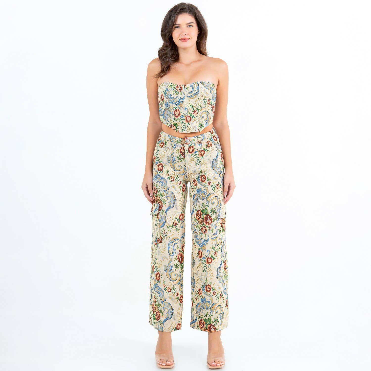 Jacquard Fabric Corset Style Top-Tops-Krush Kandy, Women's Online Fashion Boutique Located in Phoenix, Arizona (Scottsdale Area)