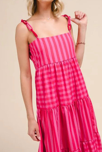 SO ME Stripe Tiered Maxi Dress with Colorful Chain Strap-Dresses-Krush Kandy, Women's Online Fashion Boutique Located in Phoenix, Arizona (Scottsdale Area)