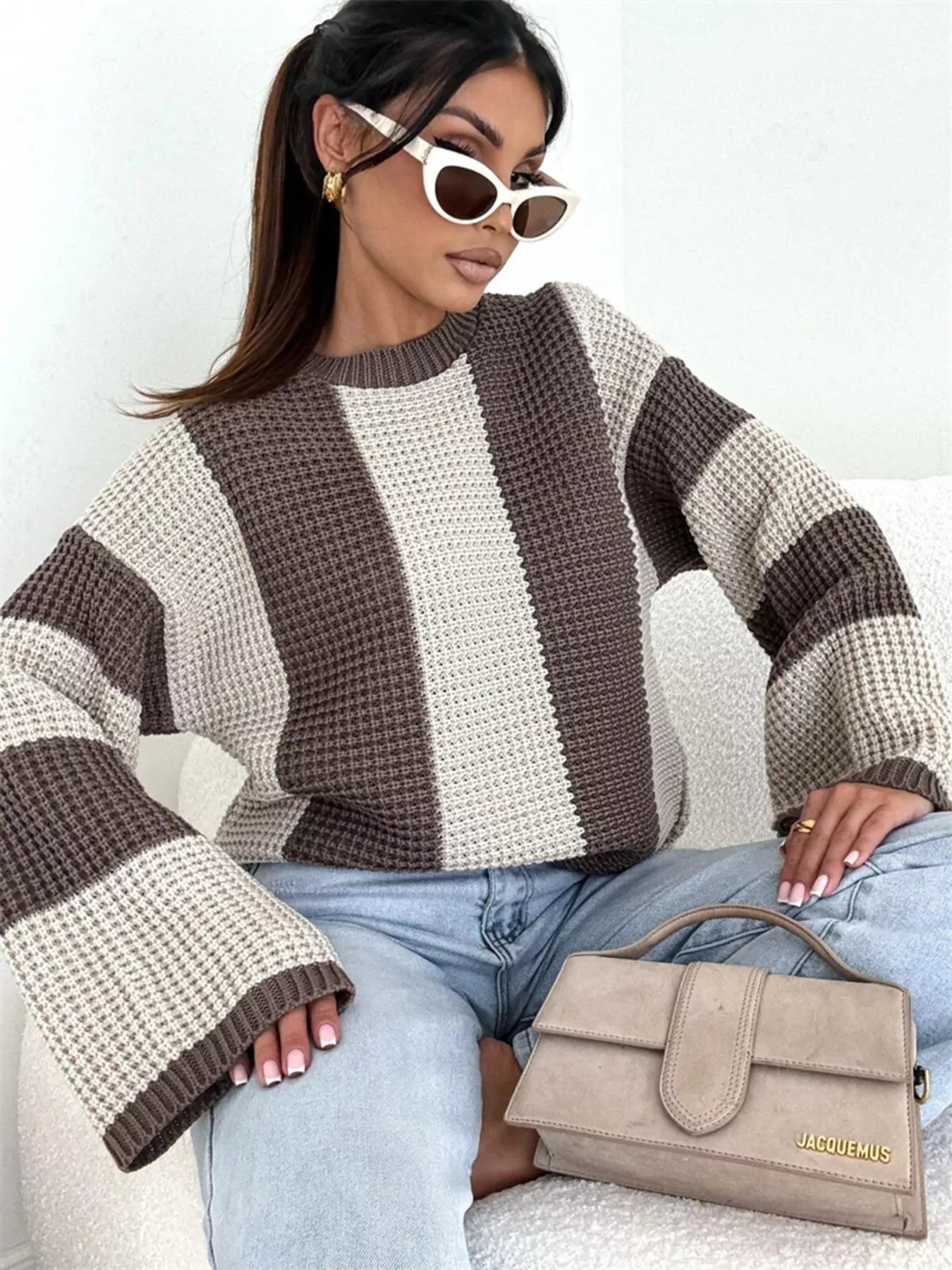 Color Block Long Sleeve Sweater-Sweater-Krush Kandy, Women's Online Fashion Boutique Located in Phoenix, Arizona (Scottsdale Area)