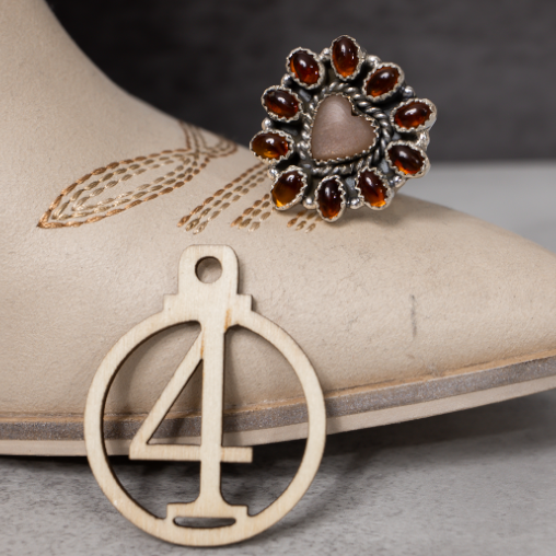 Amber & Heart Stone ring-Rings-Krush Kandy, Women's Online Fashion Boutique Located in Phoenix, Arizona (Scottsdale Area)