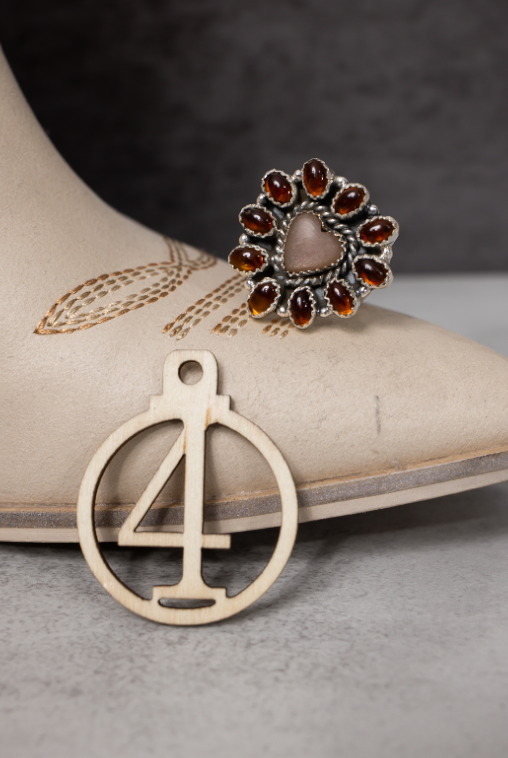 Amber & Heart Stone ring-Rings-Krush Kandy, Women's Online Fashion Boutique Located in Phoenix, Arizona (Scottsdale Area)