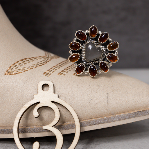 Amber & Heart Stone ring-Rings-Krush Kandy, Women's Online Fashion Boutique Located in Phoenix, Arizona (Scottsdale Area)