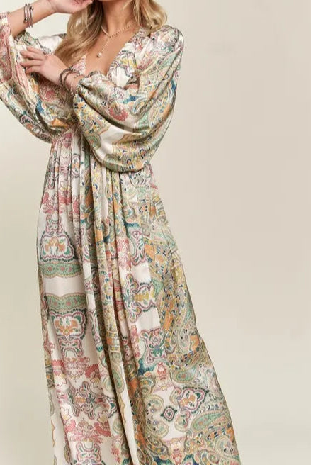 ADORA Printed V-Neck Batwing Sleeve Dress-Dresses-Krush Kandy, Women's Online Fashion Boutique Located in Phoenix, Arizona (Scottsdale Area)