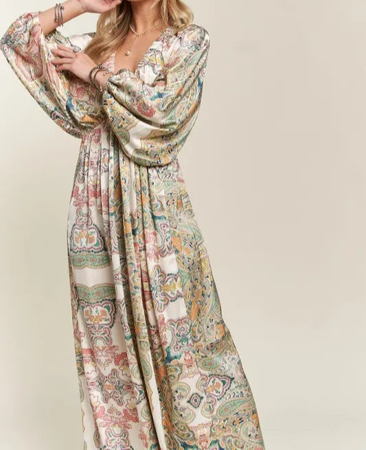 ADORA Printed V-Neck Batwing Sleeve Dress-Dresses-Krush Kandy, Women's Online Fashion Boutique Located in Phoenix, Arizona (Scottsdale Area)