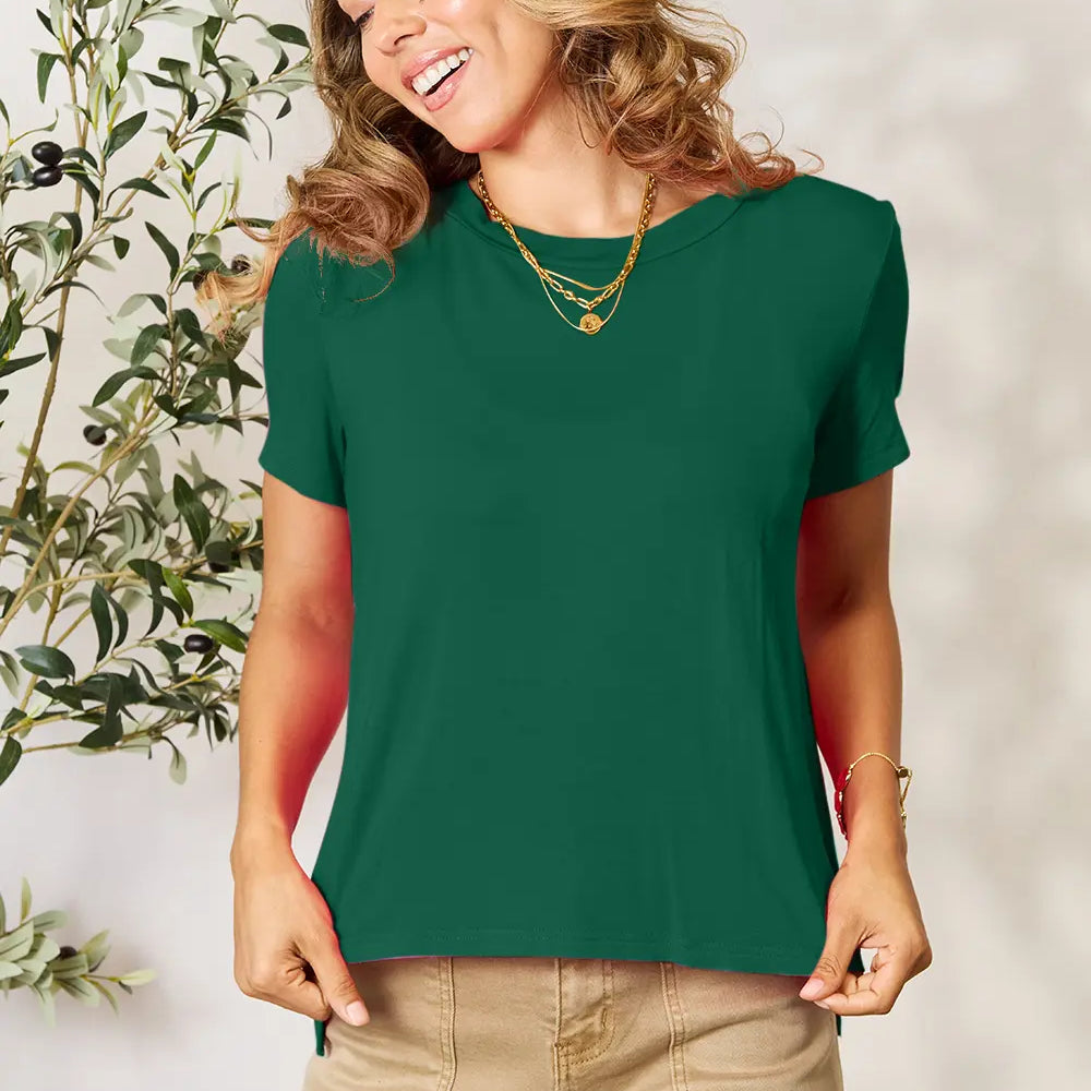 Basic Bae Full Size Round Neck Short Sleeve T-Shirt-Tops-Krush Kandy, Women's Online Fashion Boutique Located in Phoenix, Arizona (Scottsdale Area)