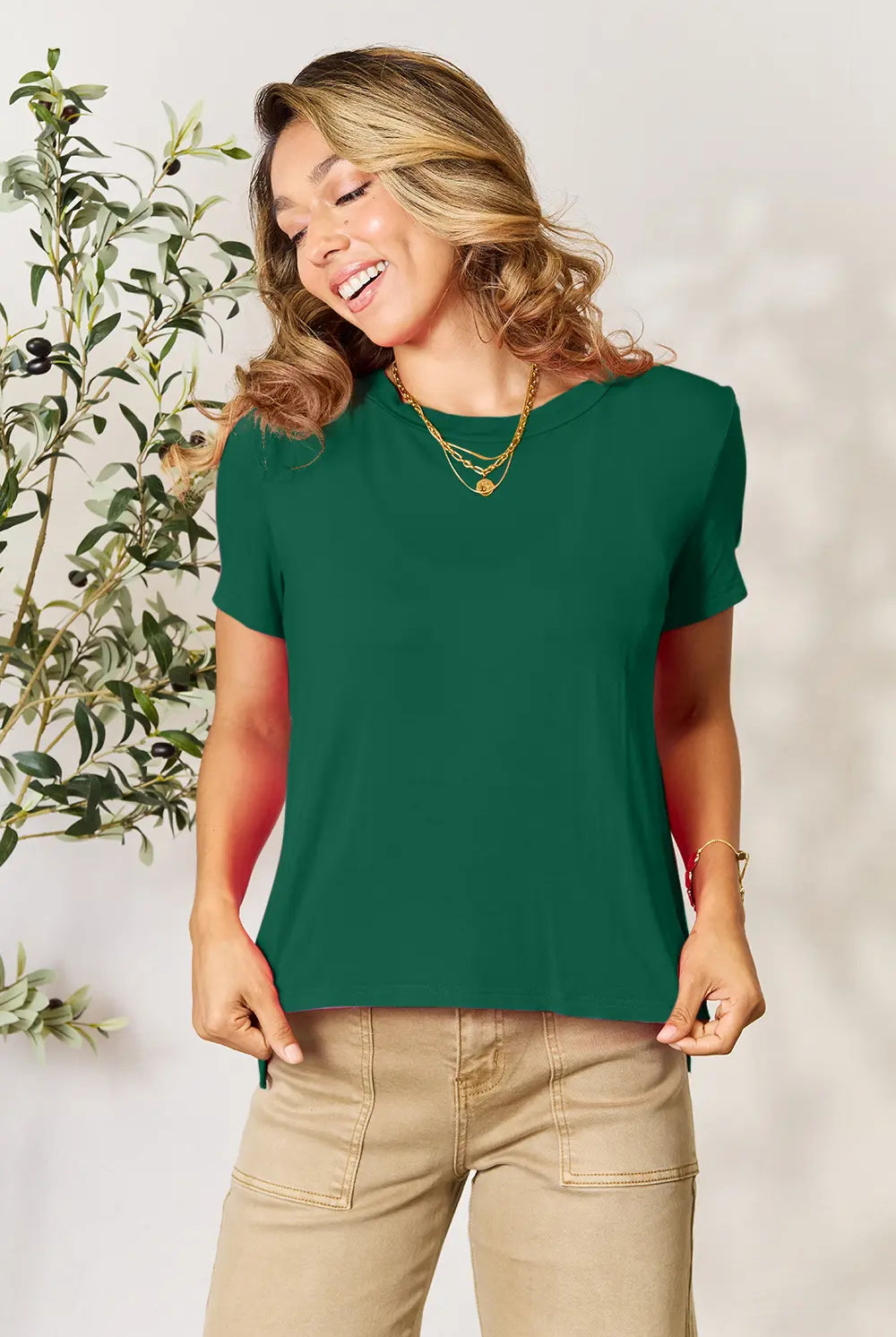 Basic Bae Full Size Round Neck Short Sleeve T-Shirt-Tops-Krush Kandy, Women's Online Fashion Boutique Located in Phoenix, Arizona (Scottsdale Area)